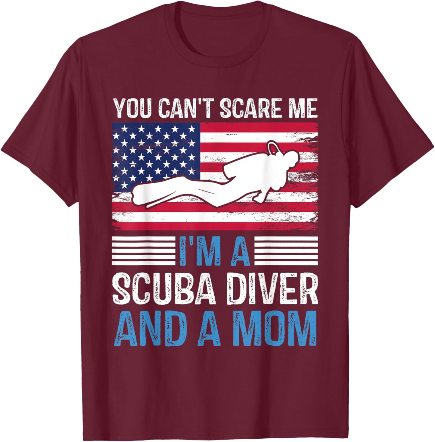 Divers Scuba Diving Mask Snorkel Fins American Flag USA Women Kids Men T-Shirt - T-Shirt | Maroon