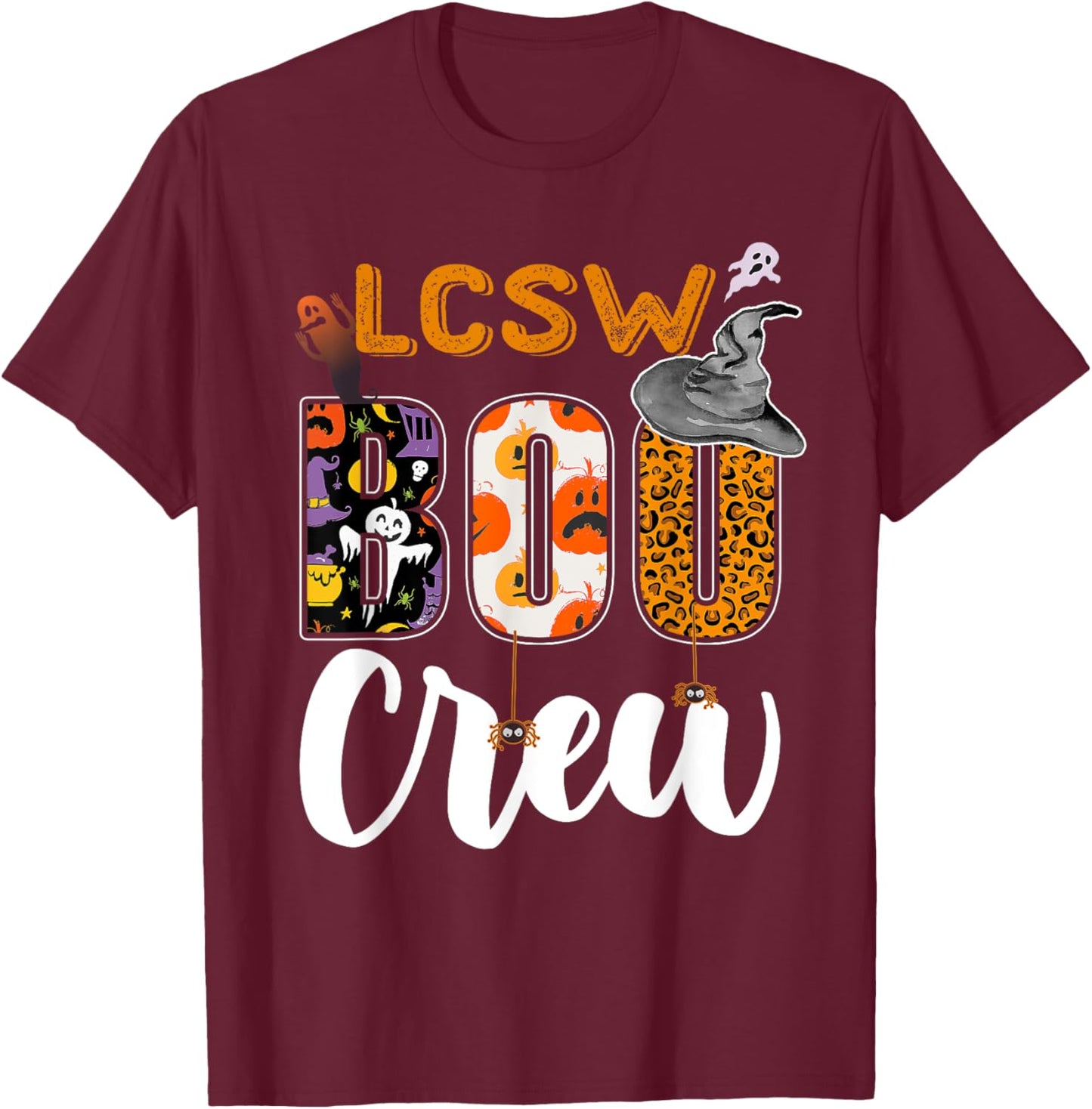 LCSW Boo Crew Halloween Matching Clinical Social Worker T-Shirt - T-Shirt | Maroon
