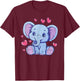 Cute Elephant With Hearts I Kids Elephant T-Shirt - T-Shirt | Maroon