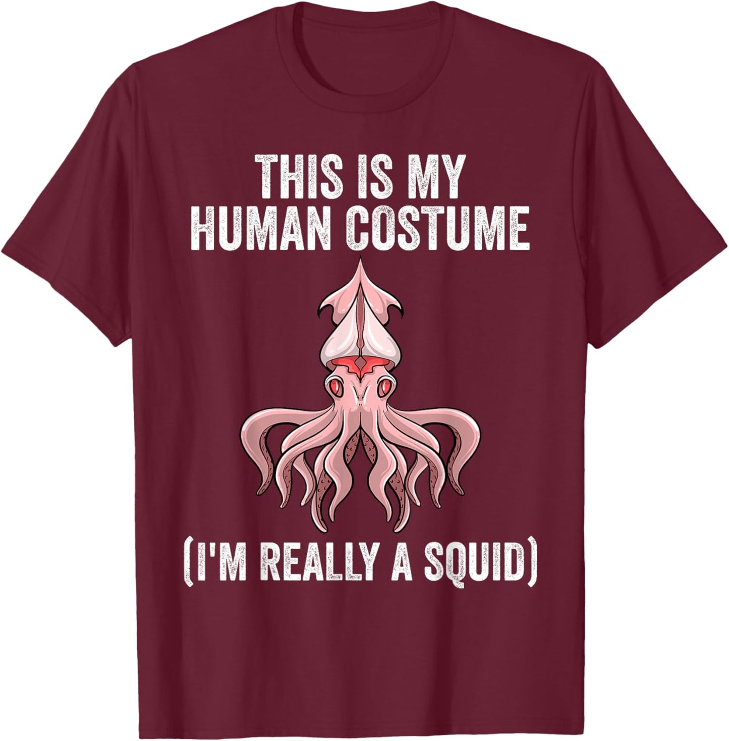 Best Squid Art For Kids Men Women Adult Octopus Lover Squid T-Shirt - T-Shirt | Maroon