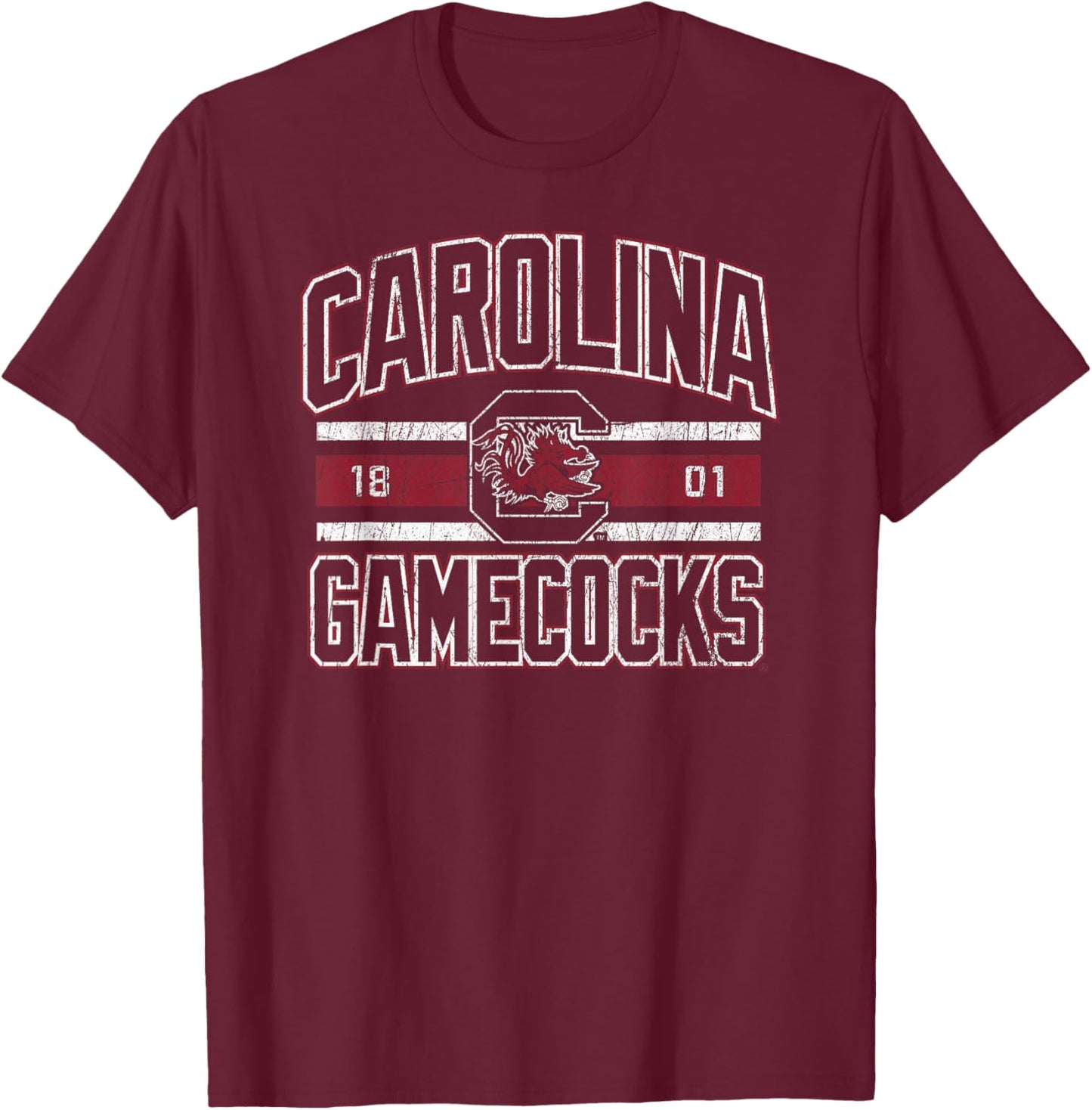 South Carolina Gamecocks Vintage Stripe Officially Licensed T-Shirt - T-Shirt | Maroon