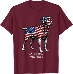 America 1776-2026 Patriotic Labrador Retriever Dog USA 250th T-Shirt - T-Shirt | Maroon