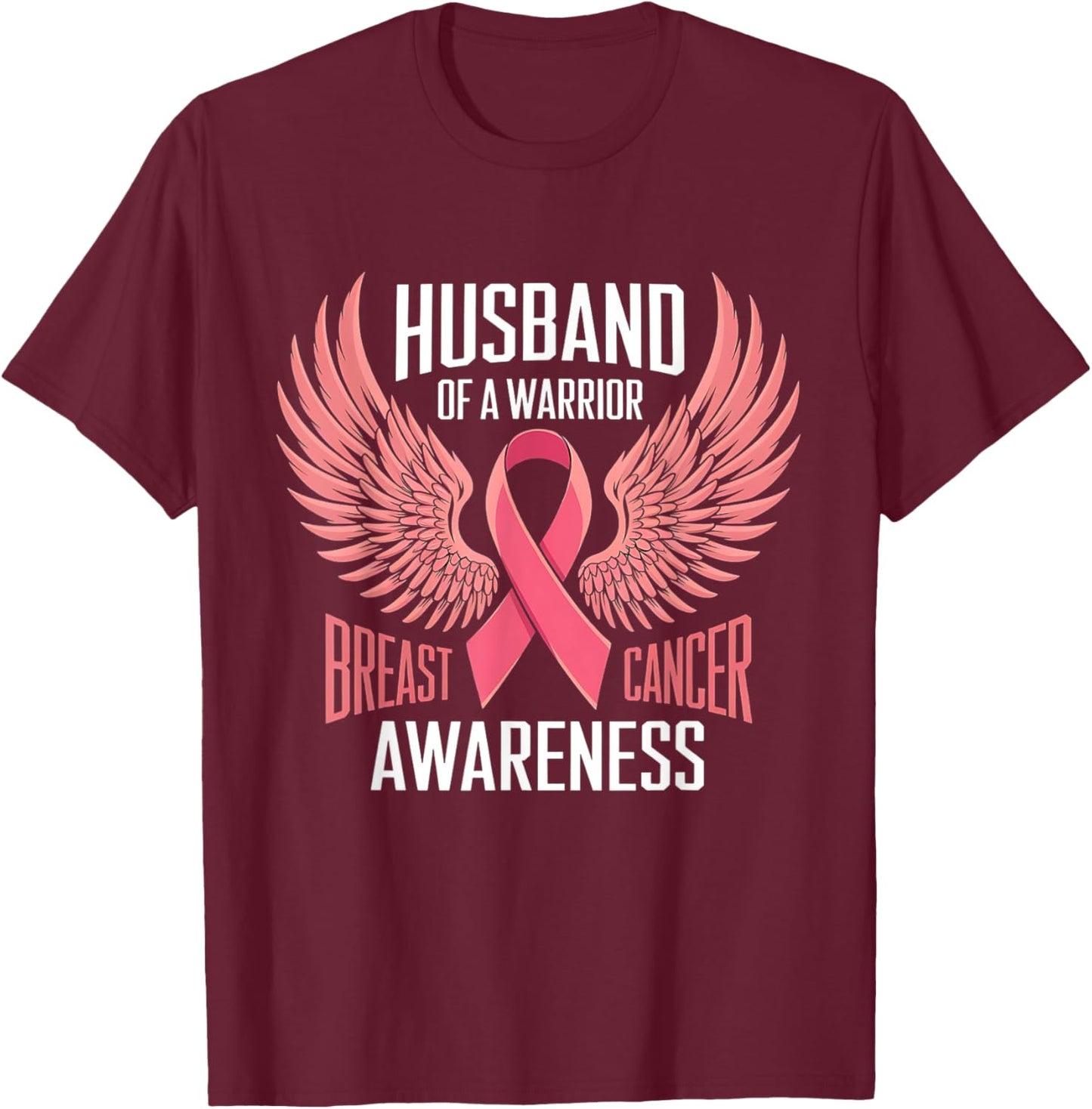 Husband of a Warrior Breast Cancer Awareness Support T-Shirt - T-Shirt | Maroon