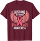 Husband of a Warrior Breast Cancer Awareness Support T-Shirt - T-Shirt | Maroon
