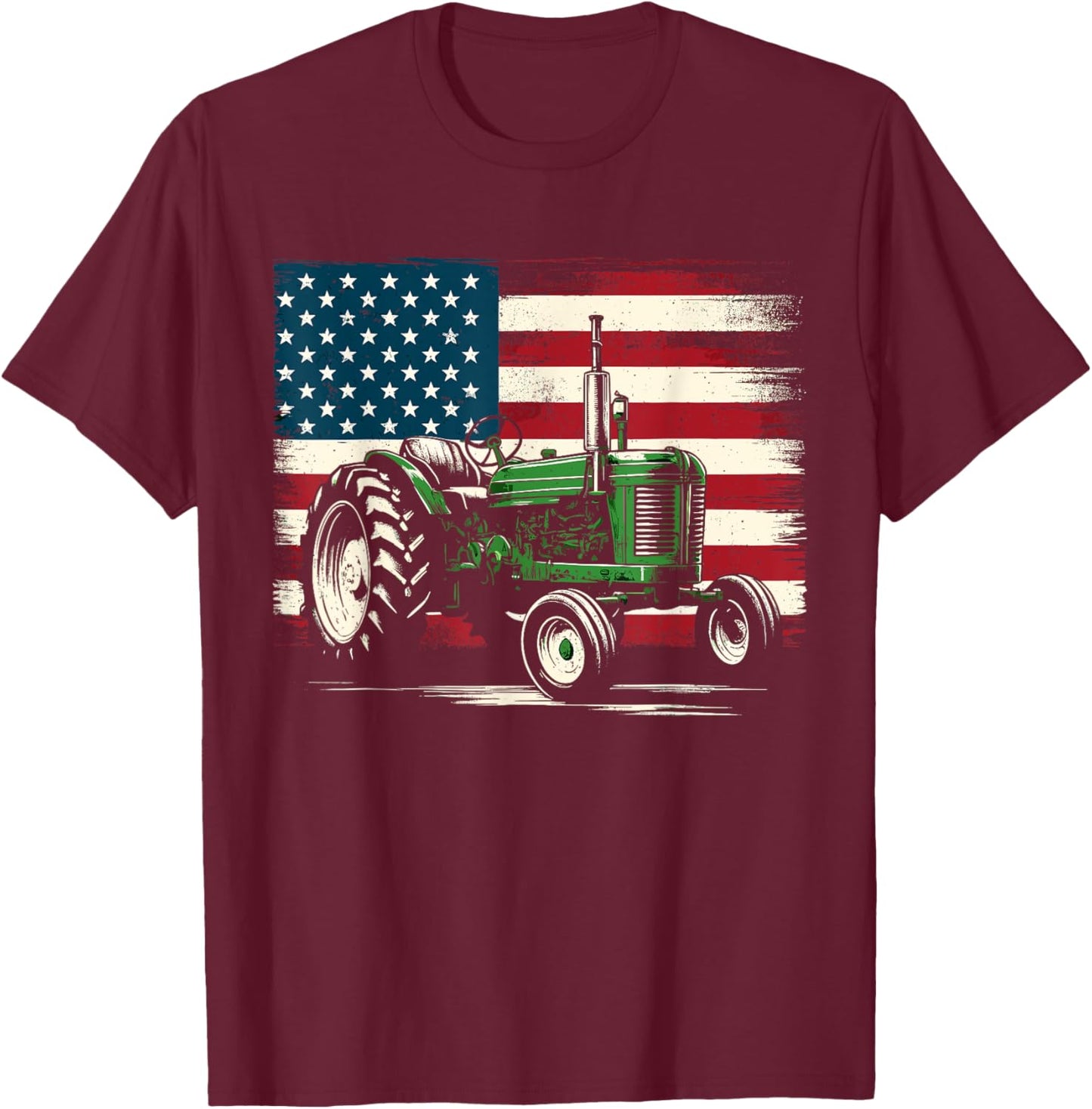 Agriculture Farm Tractor USA Flag Retro American Farm USA Kids Men T-Shirt - T-Shirt | Maroon