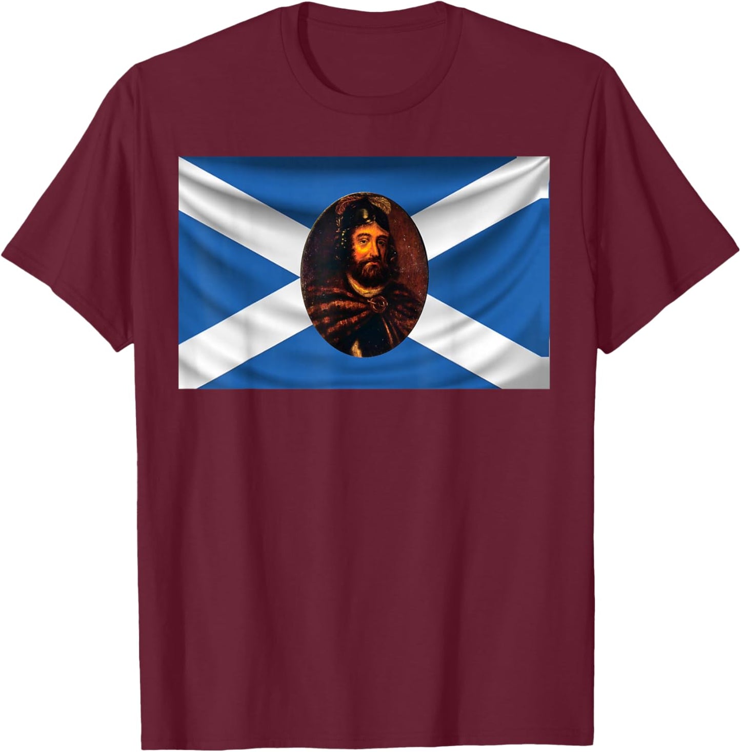 William Wallace The Great Scottish Shown On The Scottish Flag T-Shirt - T-Shirt | Maroon