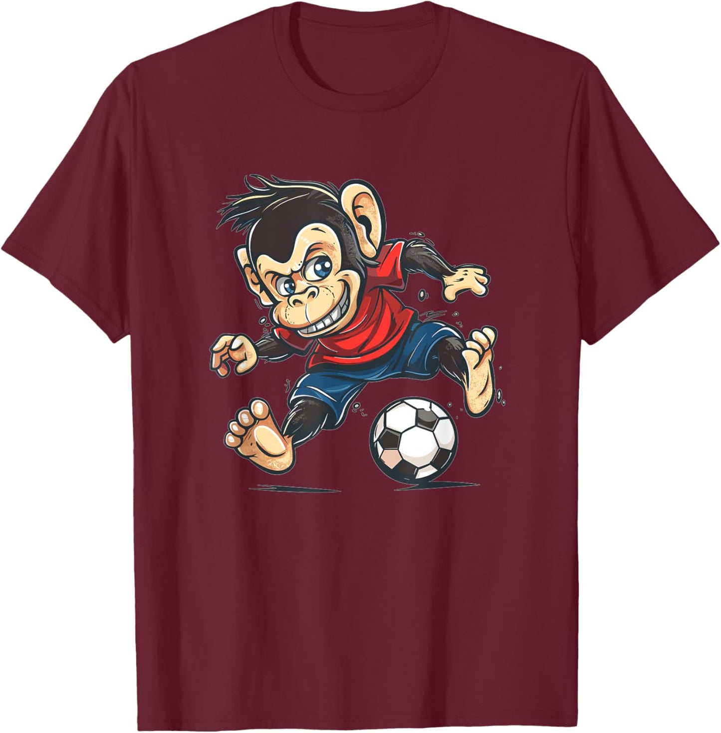 Cute Monkey Soccer T-Shirt - T-Shirt | Maroon