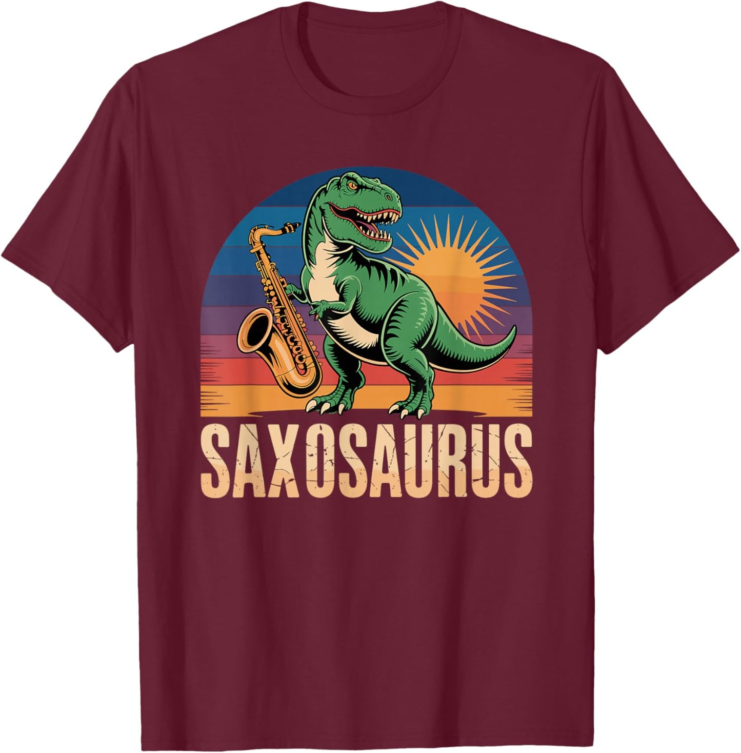 Funny Saxophone Saxosaurus For Sax Player T-Shirt - T-Shirt | Maroon