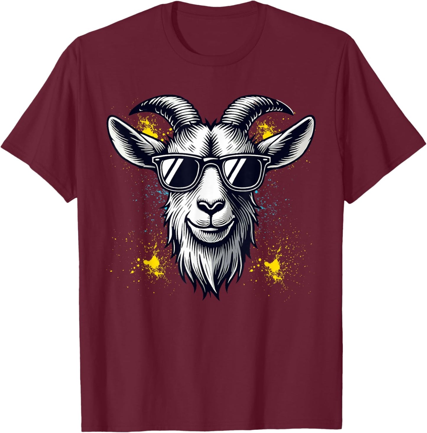 Goat Sunglasses Graphic T-Shirt - T-Shirt | Maroon