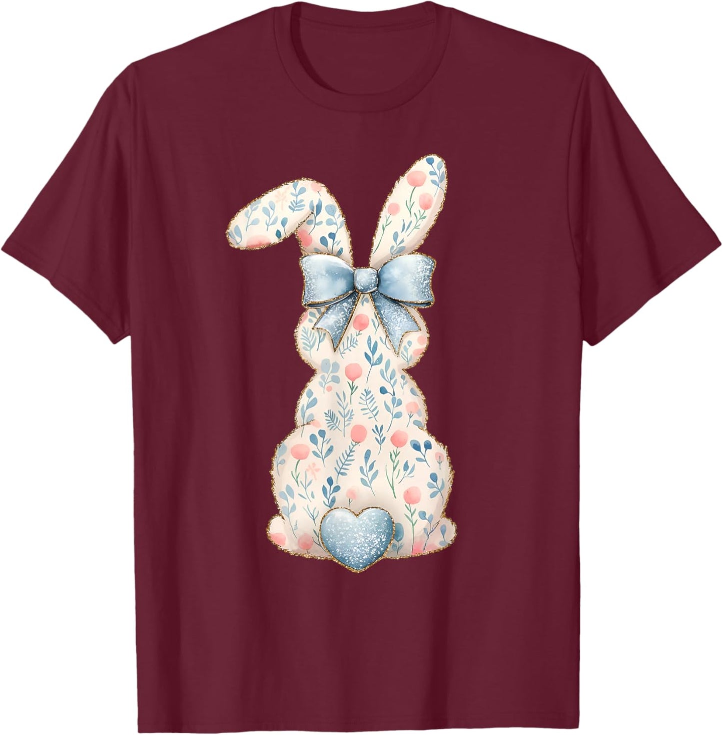 Funny Bunny Wildflower Rabbit Lovers Easter Retro Trendy T-Shirt - T-Shirt | Maroon
