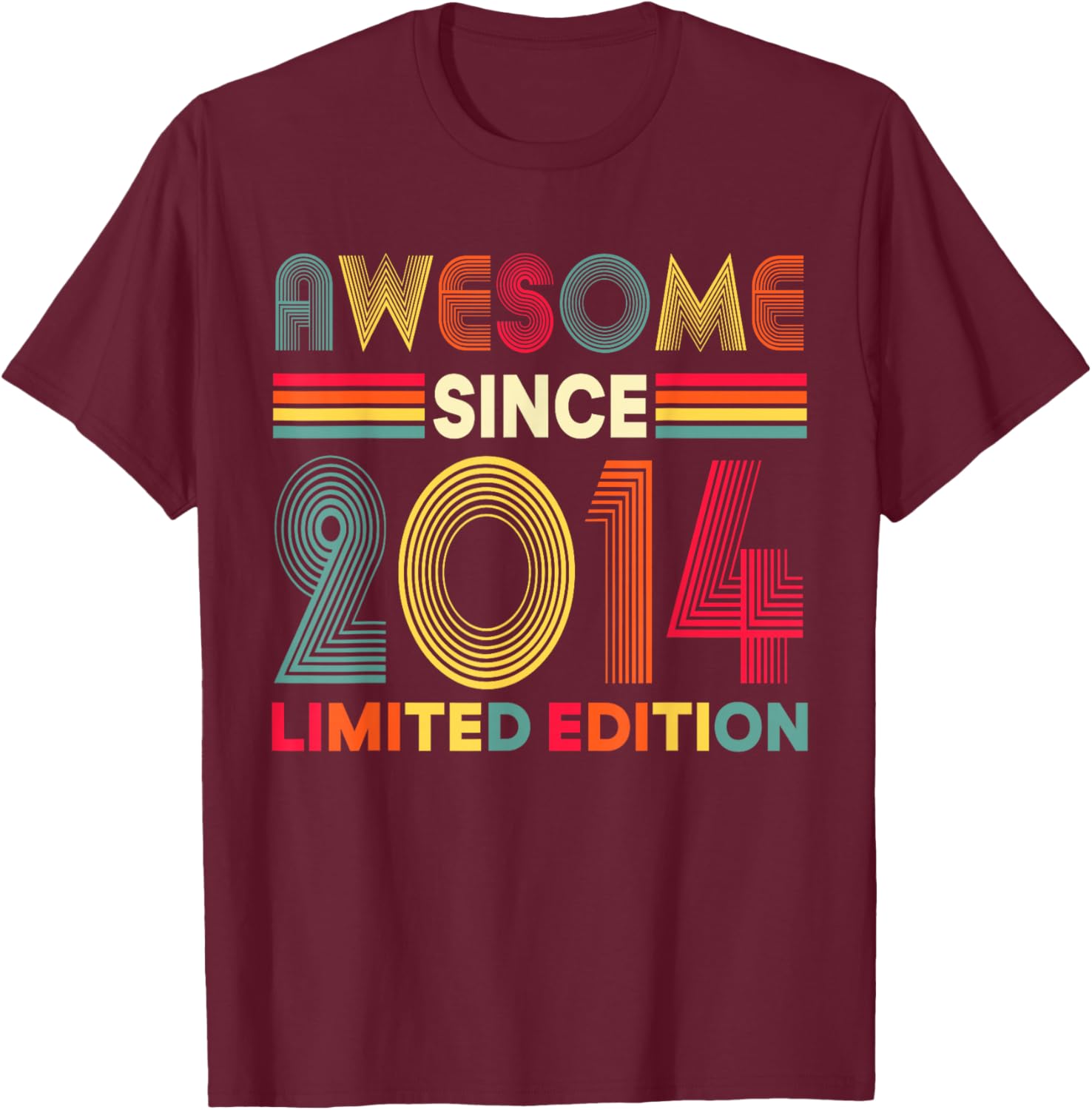 Awesome Since 2014 Limited Edition 12th Birthday Decorations T-Shirt - T-Shirt | Maroon