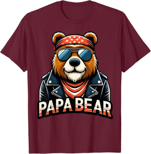 Papa Bear Shirt Fathers Day Gift Patriotic Proud Best Dad T-Shirt - T-Shirt | Maroon