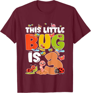 Kids 3rd Bug Birthday Three Year Old Bugs Birthday Insects T-Shirt - T-Shirt | Maroon