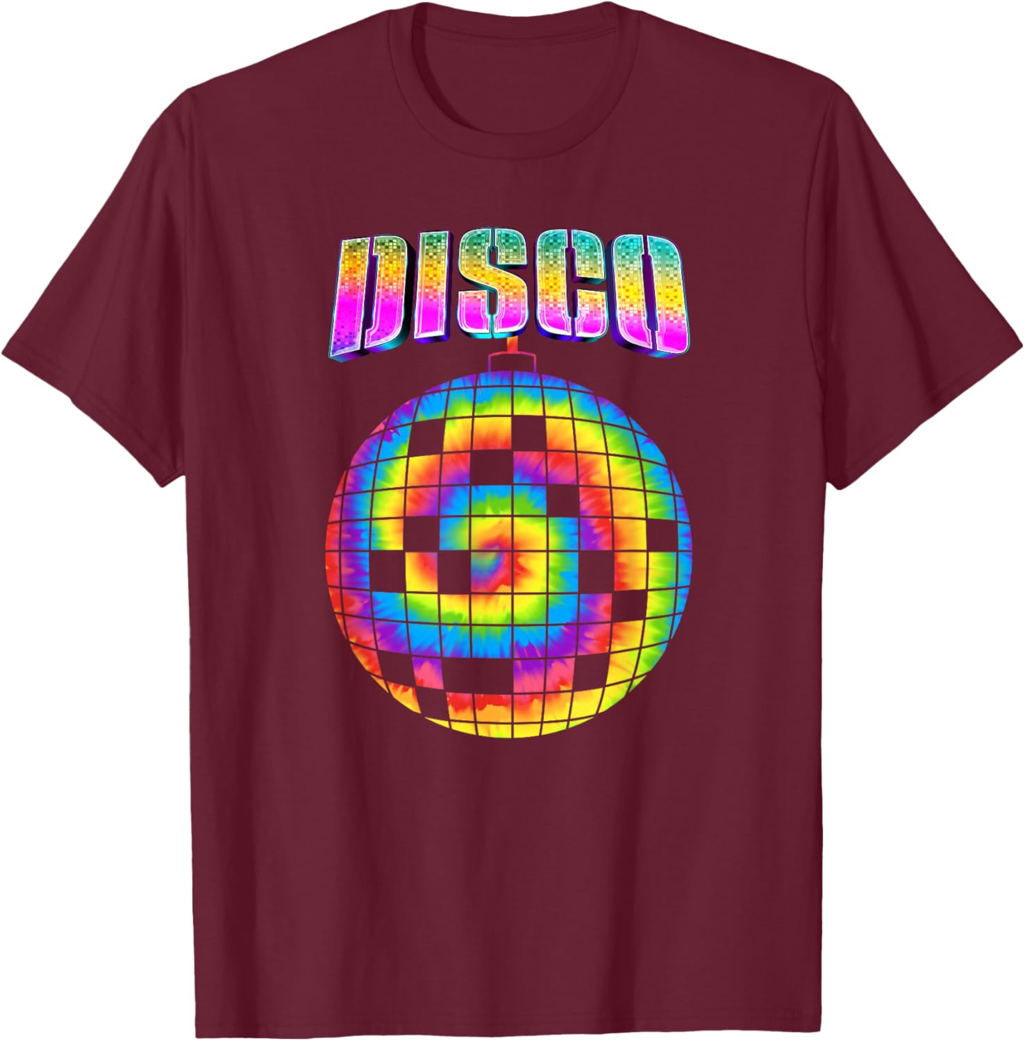 Tie Dye Disco Ball Hippie Gifts Funny Disco Music Lover T-Shirt - T-Shirt | Maroon