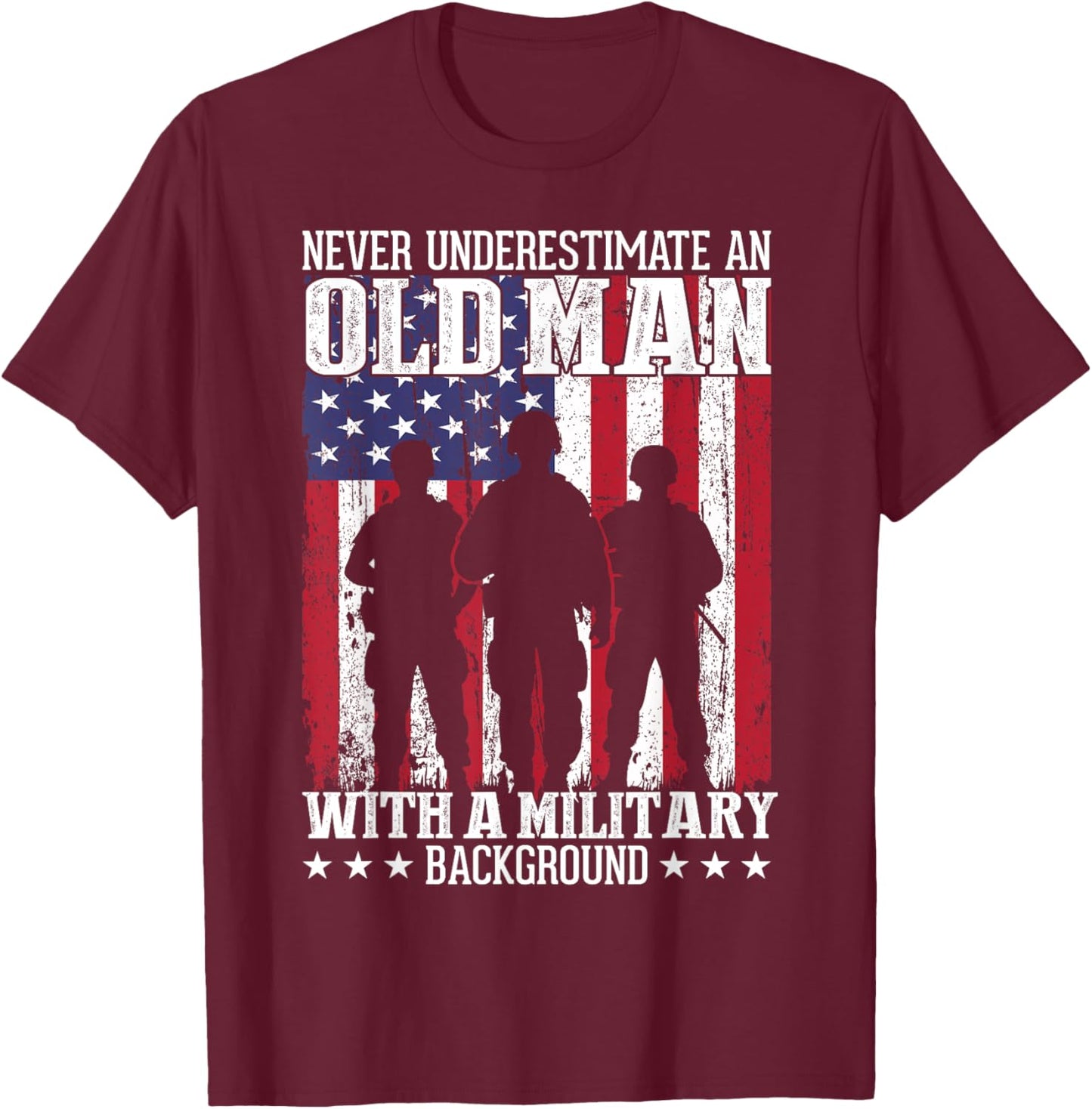 Veteran Old Man USA Veterans Day US Army America Veteran T-Shirt - T-Shirt | Maroon