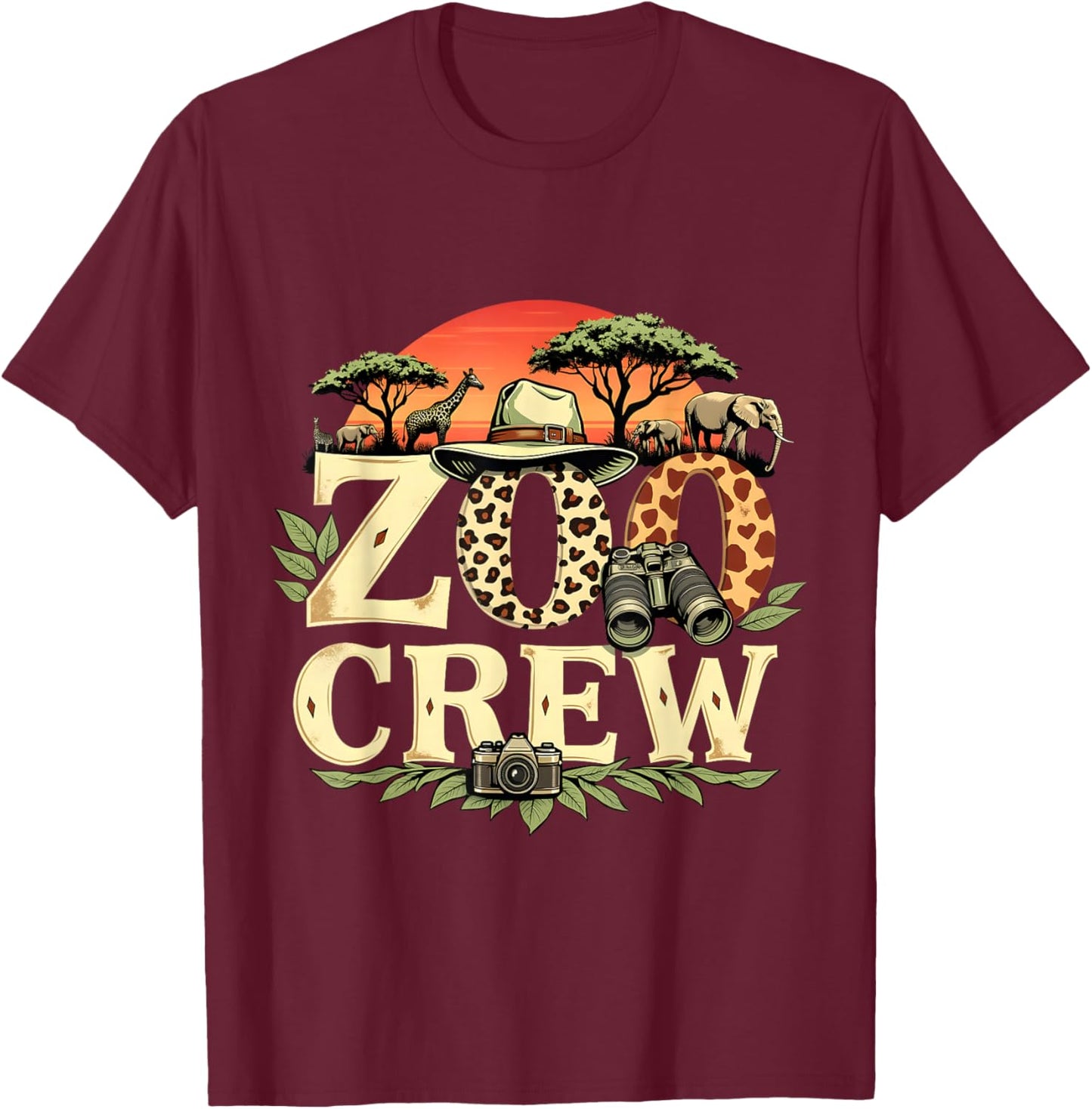 Zoo Crew Safari Animals Wildlife Animal Wild Field Trip T-Shirt - T-Shirt | Maroon