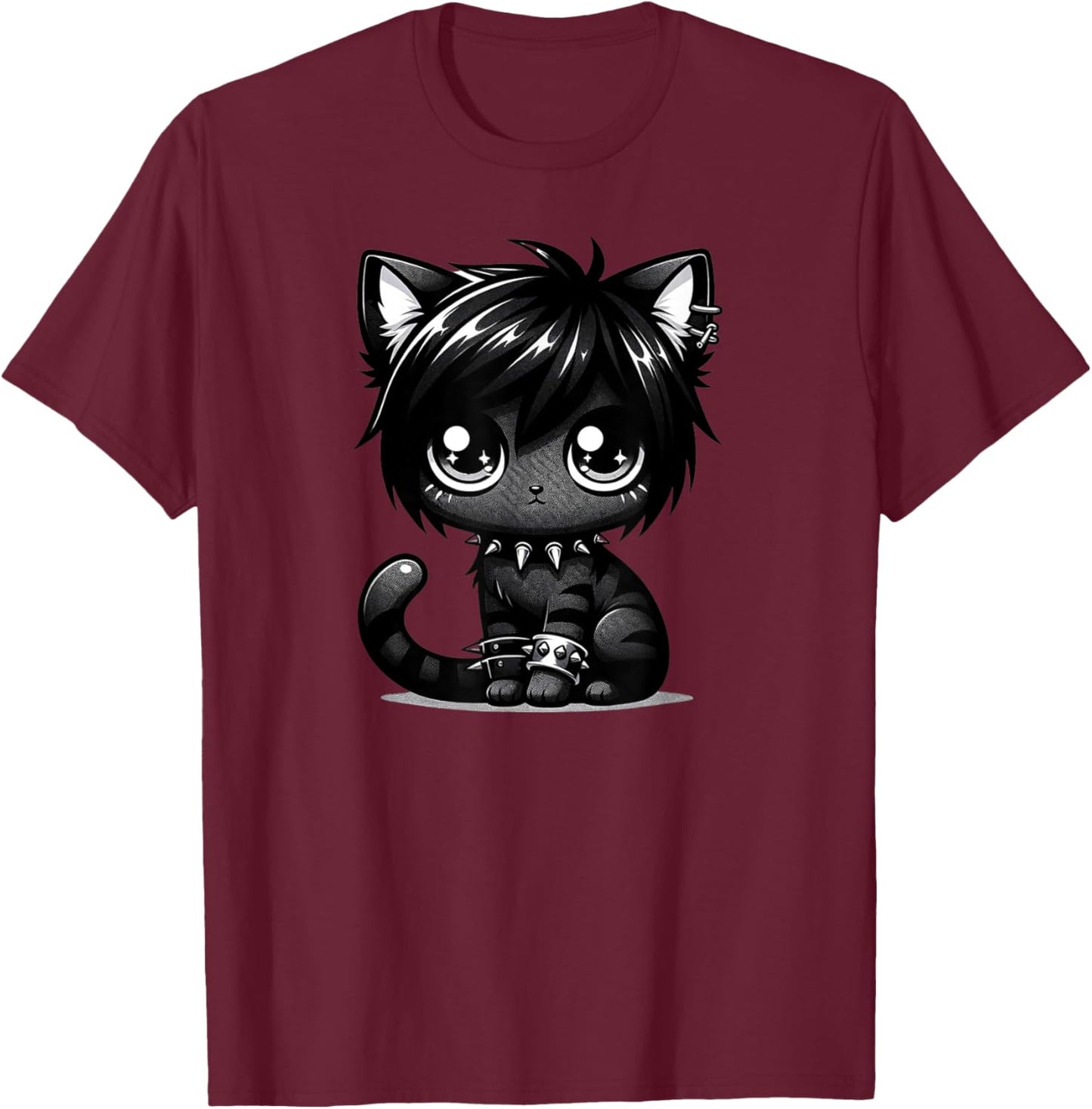 Kawaii Anime Emo Cat Kitty Kids T-Shirt - T-Shirt | Maroon