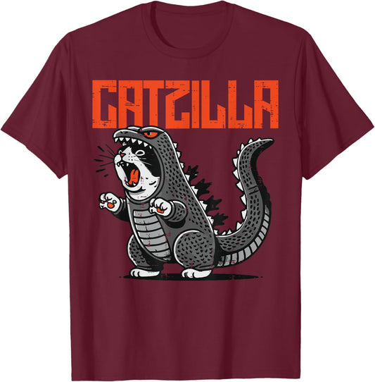 Catzilla Cat Monster Funny Japanese Kitten Boys Girls Kids T-Shirt - T-Shirt | Maroon