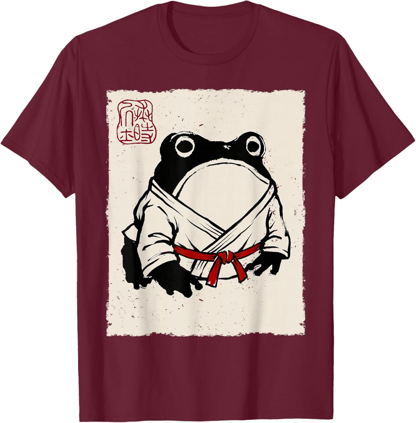Grumpy Frog Funny Karate Judo MMA Jiu Jitsu Anime Japanese T-Shirt - T-Shirt | Maroon