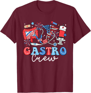 Groovy Gastro Crew Gastro Nurse USA Flag 4th Of July Men T-Shirt - T-Shirt | Maroon