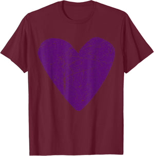 Distressed Grunge Worn Out Style Heart Dark Purple T-Shirt - T-Shirt | Maroon