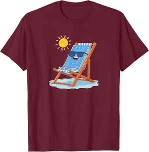 Fun Solar Panel On Vacation For Sun Lovers And Sunbathing T-Shirt - T-Shirt | Maroon