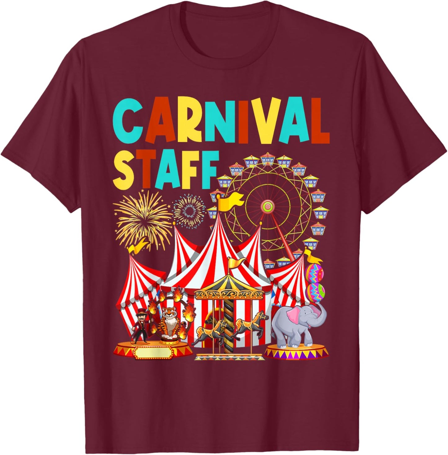 Circus Carnival Staff Birthday Party Ring Master Costume T-Shirt - T-Shirt | Maroon