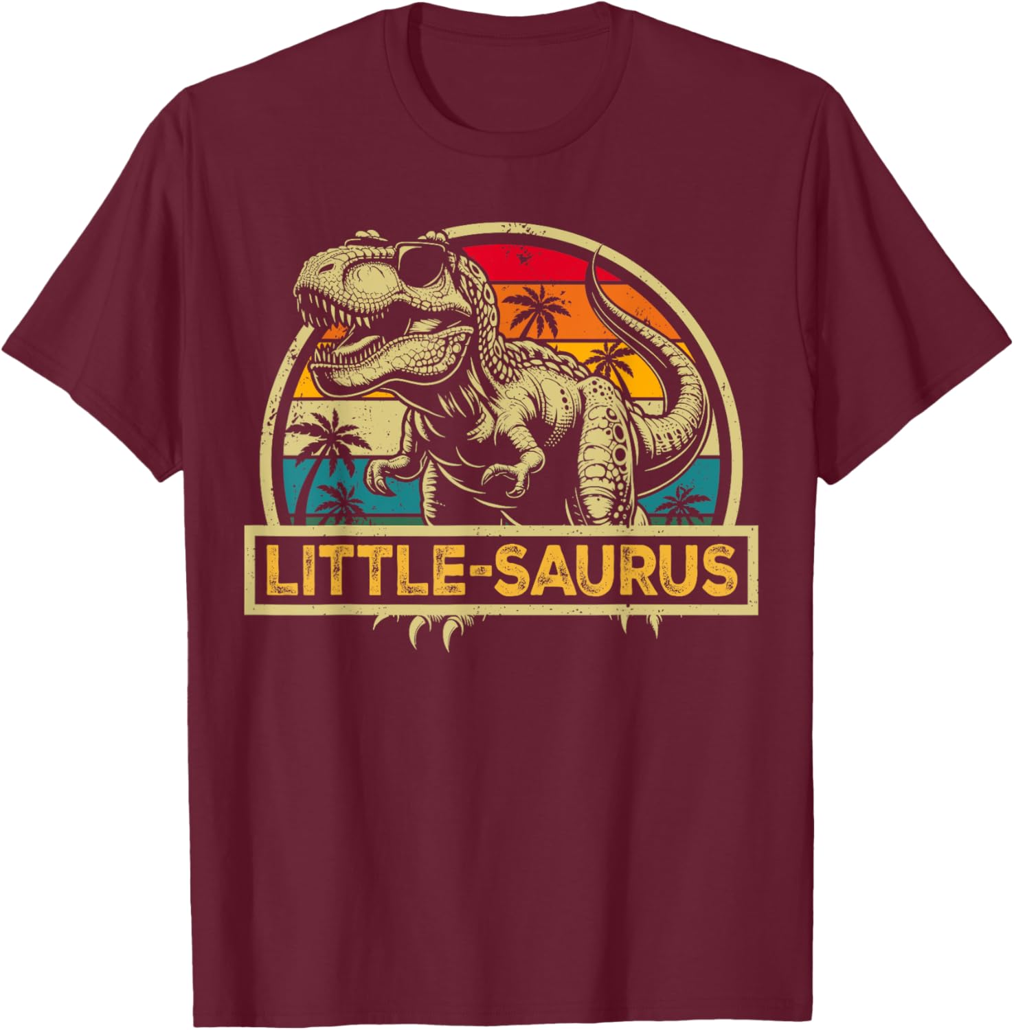 Little-saurus T Rex Dinosaur Little Saurus Family Matching T-Shirt - T-Shirt | Maroon