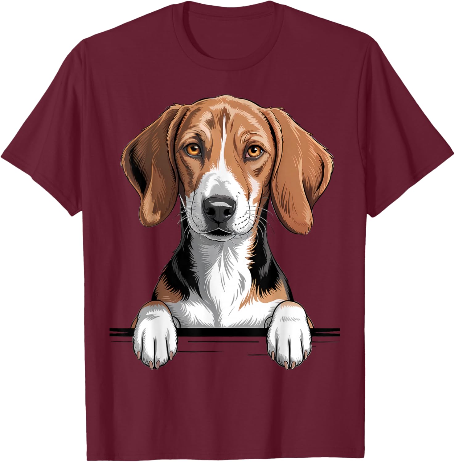 American Foxhound Funny Peeking Pocket Puppy Dog Lover T-Shirt - T-Shirt | Maroon