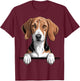 American Foxhound Funny Peeking Pocket Puppy Dog Lover T-Shirt - T-Shirt | Maroon
