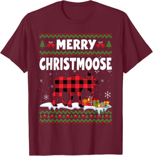 Merry Christmoose Christmas Moose Lover Xmas Holiday T-Shirt - T-Shirt | Maroon