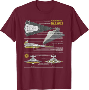 Star Wars Imperial Star Destroyer Schematic Blueprint T-Shirt - T-Shirt | Maroon