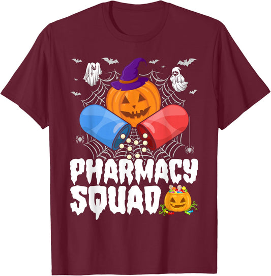 Funny Pills Pharmacy Pharmacist Squad Halloween Costume T-Shirt - T-Shirt | Maroon