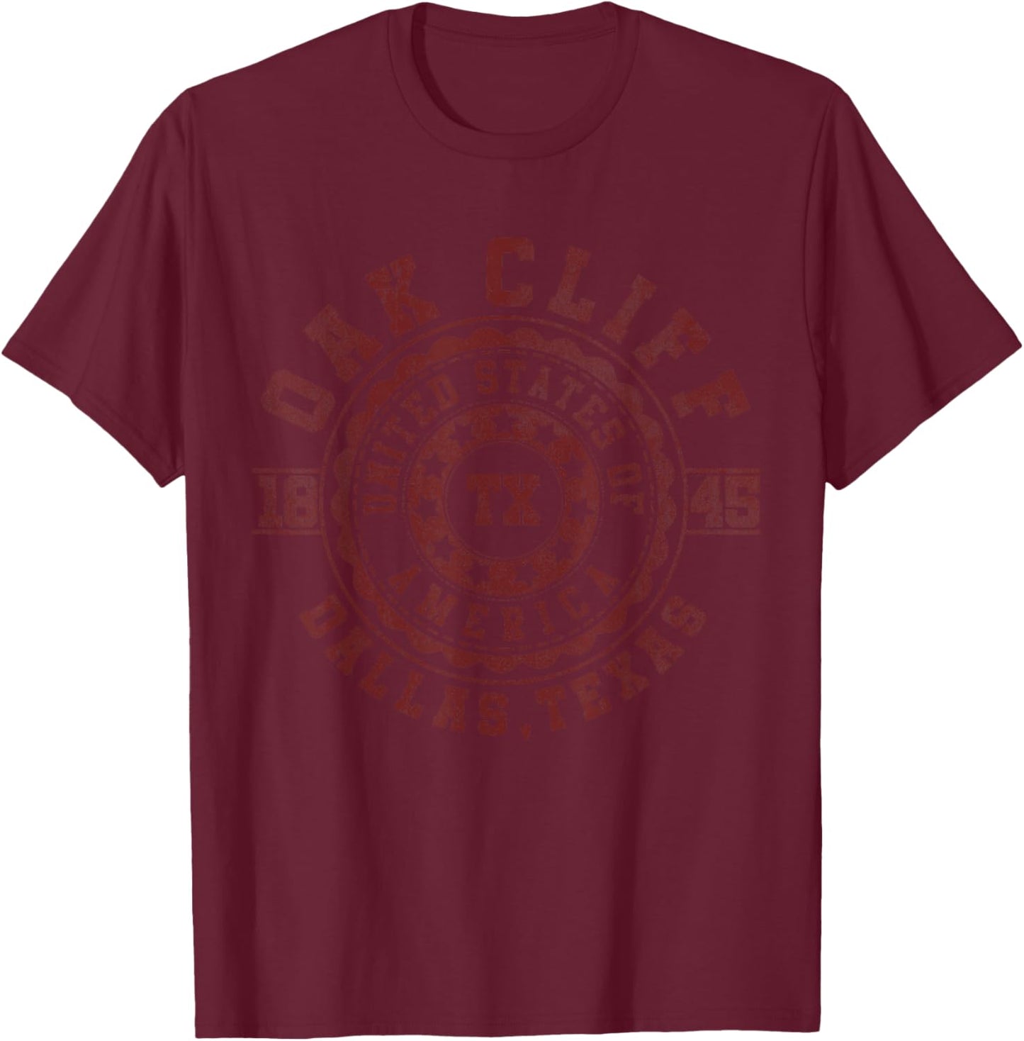 Oak Cliff Dallas TX | Texas | Vintage City Apparels T-Shirt - T-Shirt | Maroon