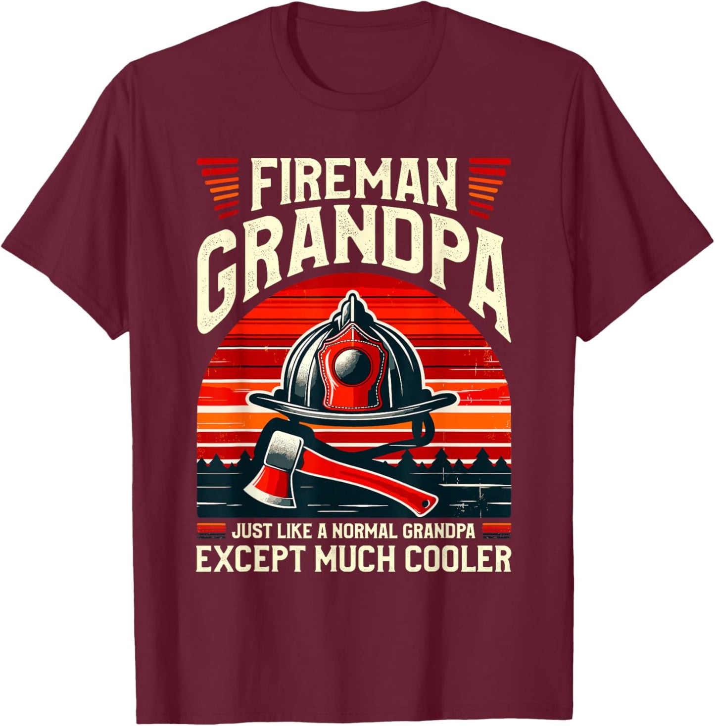 Fireman Grandpa Fireman Grandfather T-Shirt - T-Shirt | Maroon
