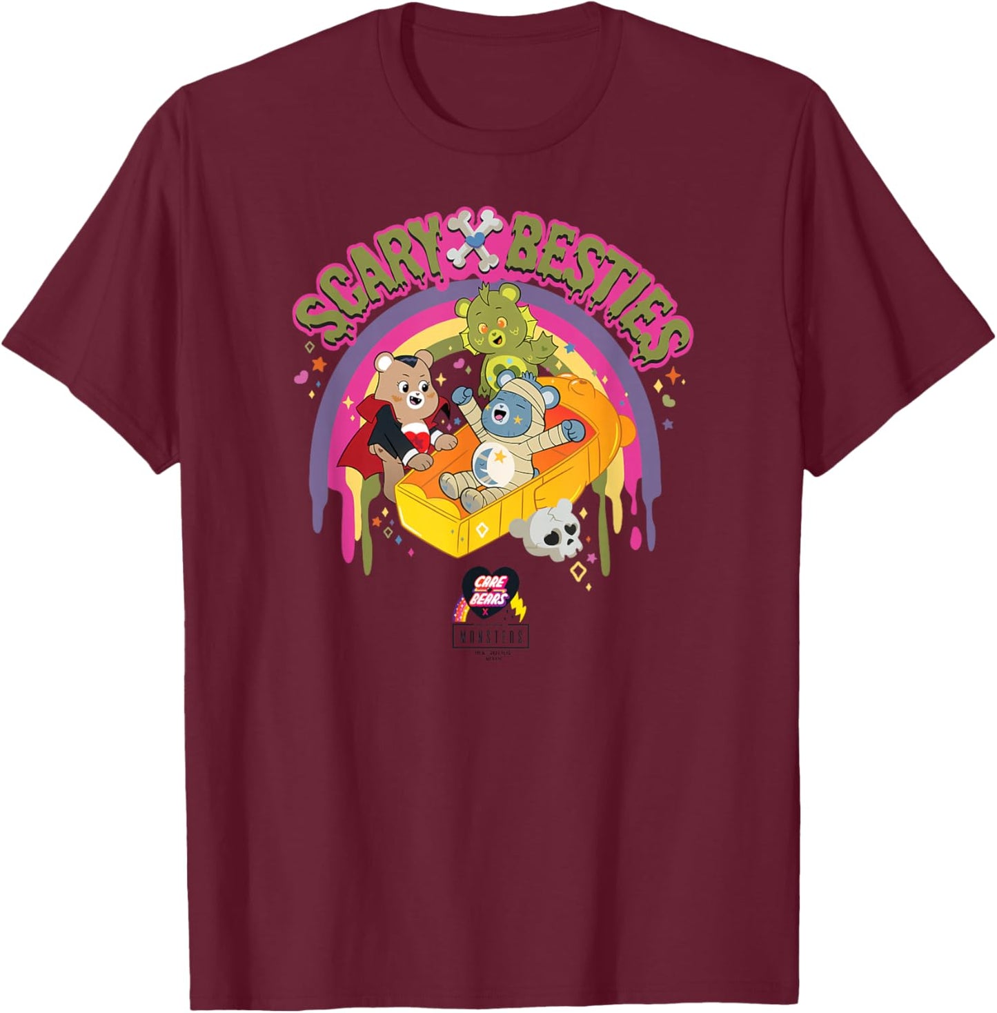Care Bears x Universal Monsters Scary Besties T-Shirt - T-Shirt | Maroon