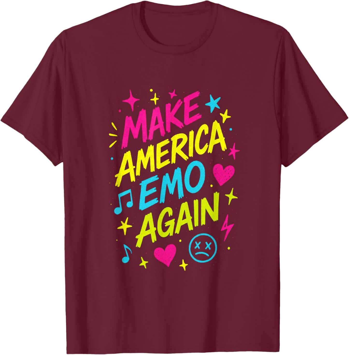 Make America Emo Again - Funny Goth Sarcastic T-Shirt - T-Shirt | Maroon