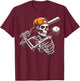Halloween Boys Batting Skeleton Baseball T-Shirt - T-Shirt | Maroon
