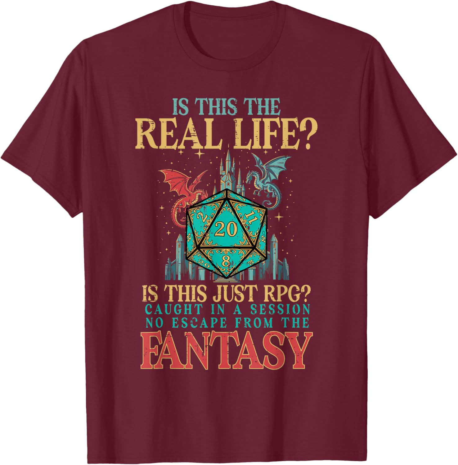 Gaming is This Real Life Or Fantasy Funny Gamer Boys Kid Men T-Shirt - T-Shirt | Maroon