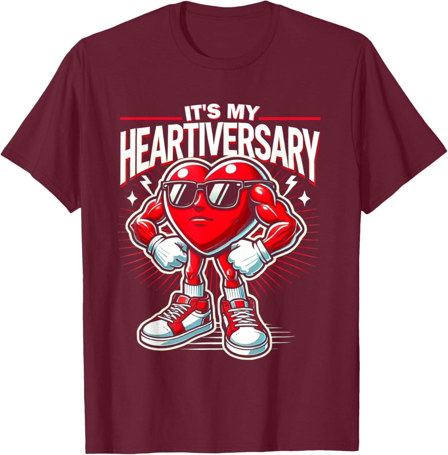 It's My Heartiversary CHD Awareness Hearts diseases Surgery T-Shirt - T-Shirt | Maroon