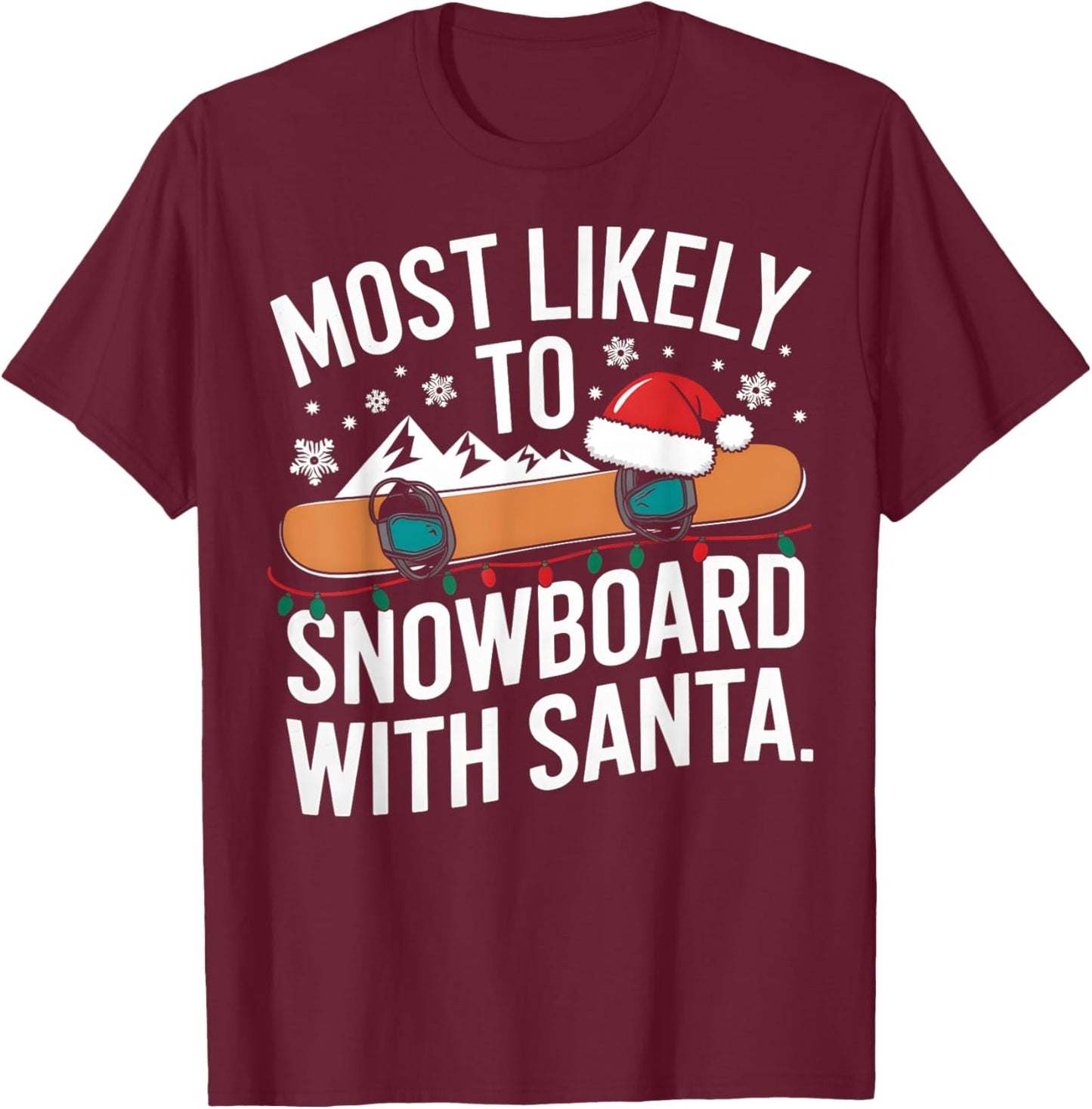 Santa Snowboarding Christmas Winter Sports Humor Pajamas T-Shirt - T-Shirt | Maroon