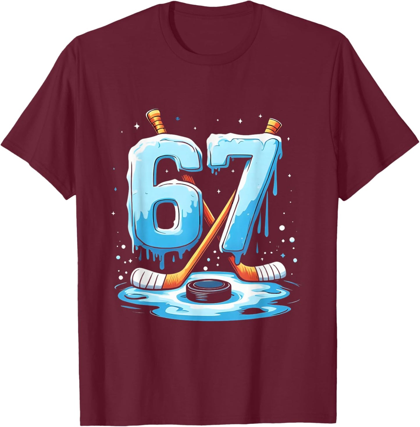 67 Hockey Ice Cream Drip Gen Alpha Slang Boys Men Women T-Shirt - T-Shirt | Maroon