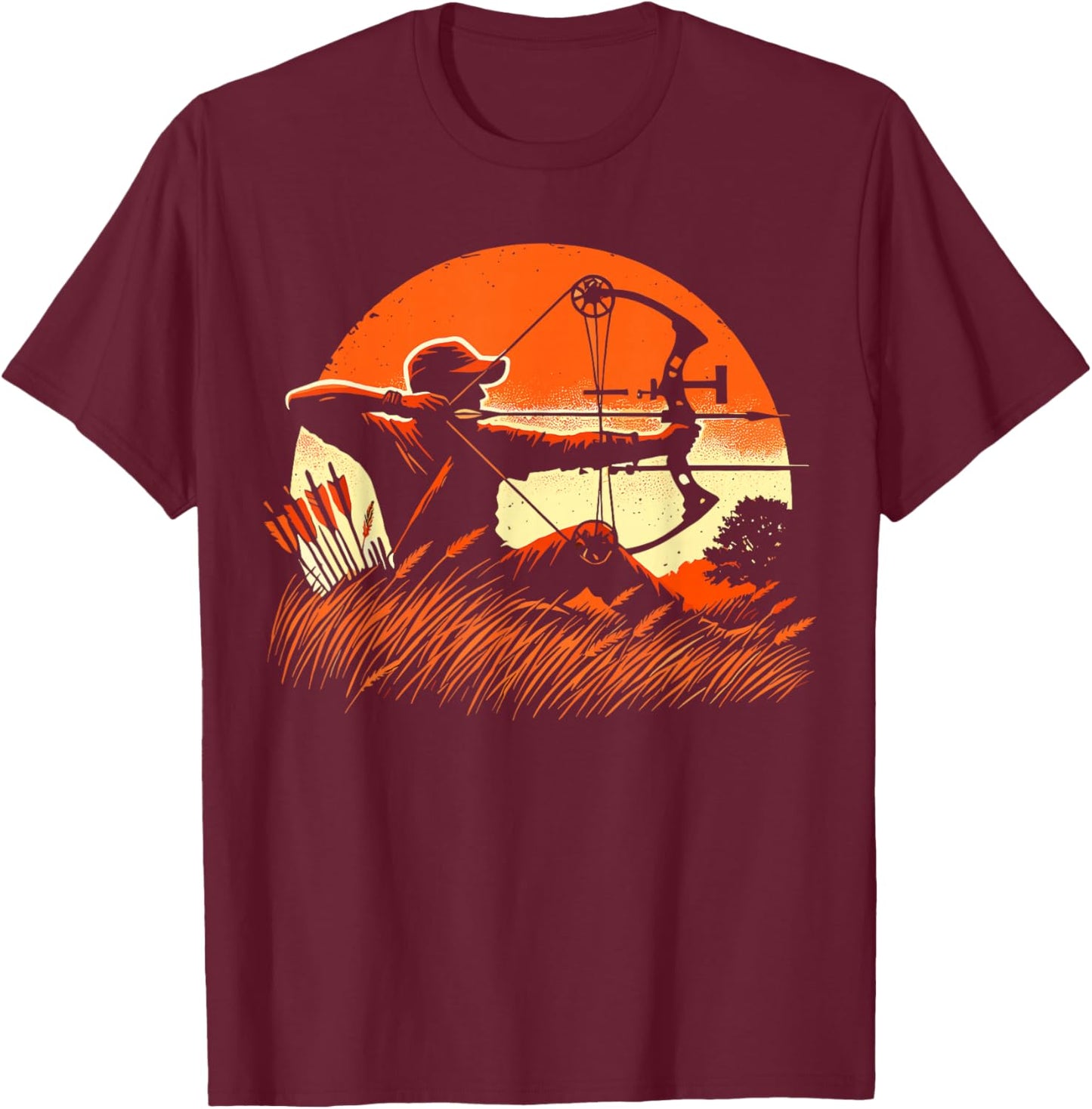 Archery Bow Hunter Deer Mule Elk Bow Hunting T-Shirt - T-Shirt | Maroon