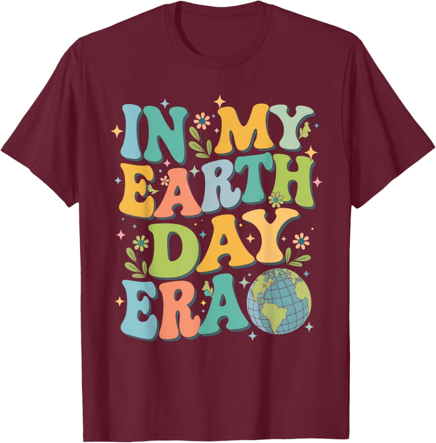 Groovy Retro In My Earth Day Era Boys Girls Kids T-Shirt - T-Shirt | Maroon