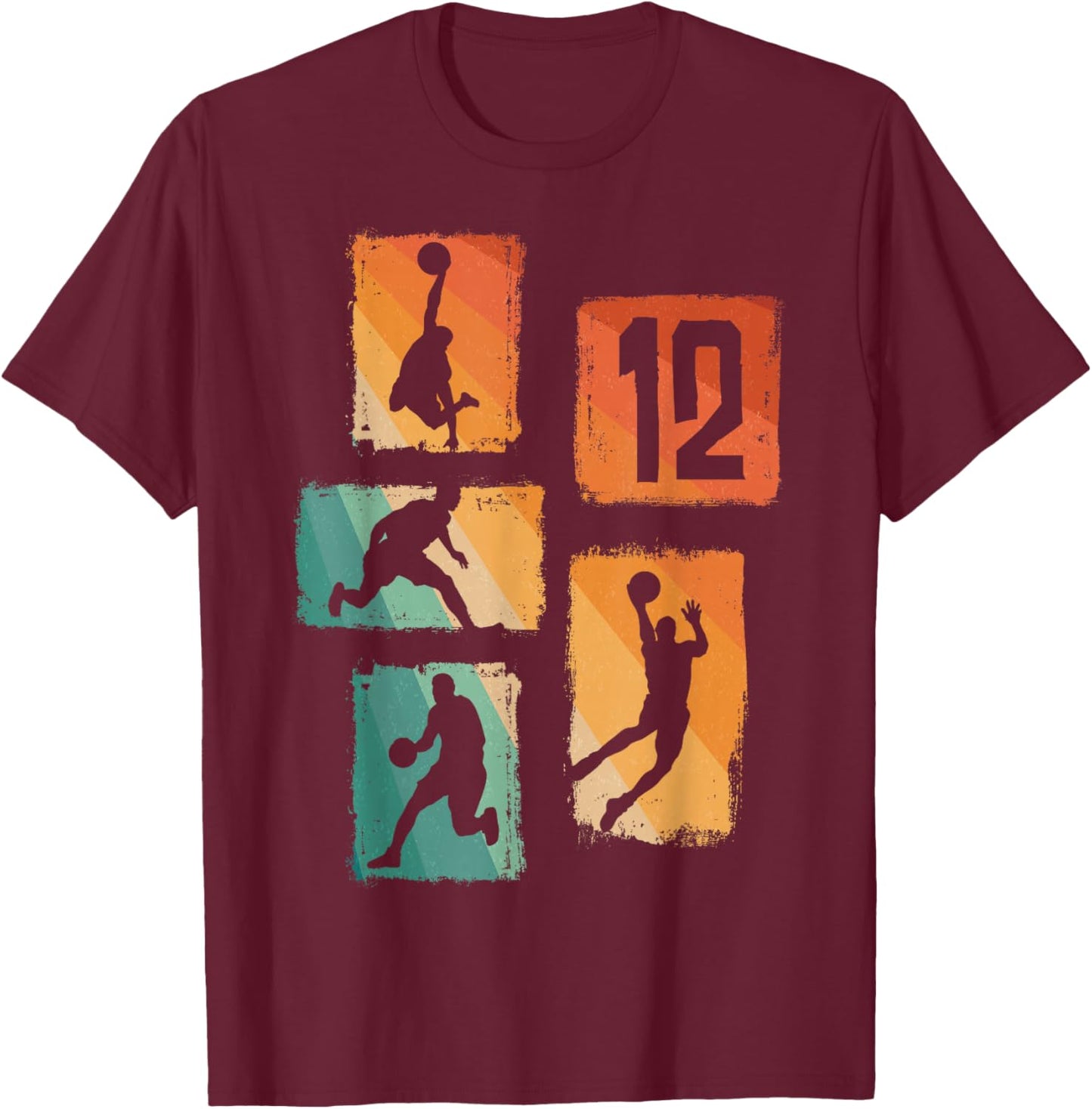 12e Anniversaire garçon Joueur de Basket-Ball 12 Ans T-Shirt - T-Shirt | Maroon