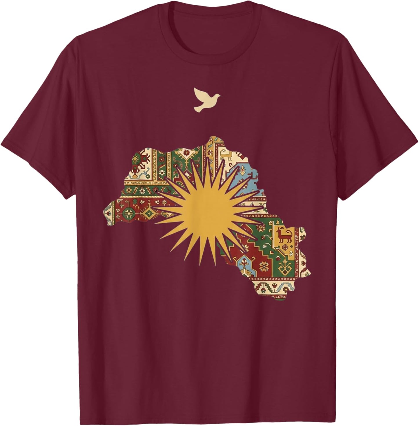 Kurdistan Karte Flagge Erbe Ethnischer Stolz Kurdische Kultur T-Shirt - T-Shirt | Maroon