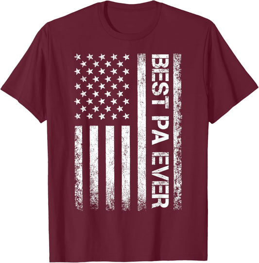 Best Pa Ever American Flag Father's Day T-Shirt - T-Shirt | Maroon