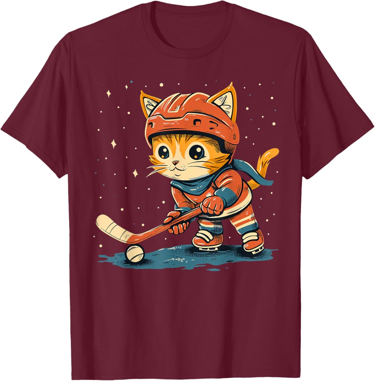 Ice Hockey player Cat on Ice Hockey Women Kids T-Shirt - T-Shirt | Maroon
