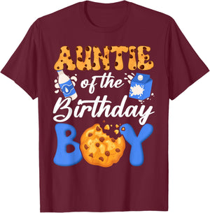 Auntie of The Birthday Boy Milk and Cookies 1St Birthday T-Shirt - T-Shirt | Maroon