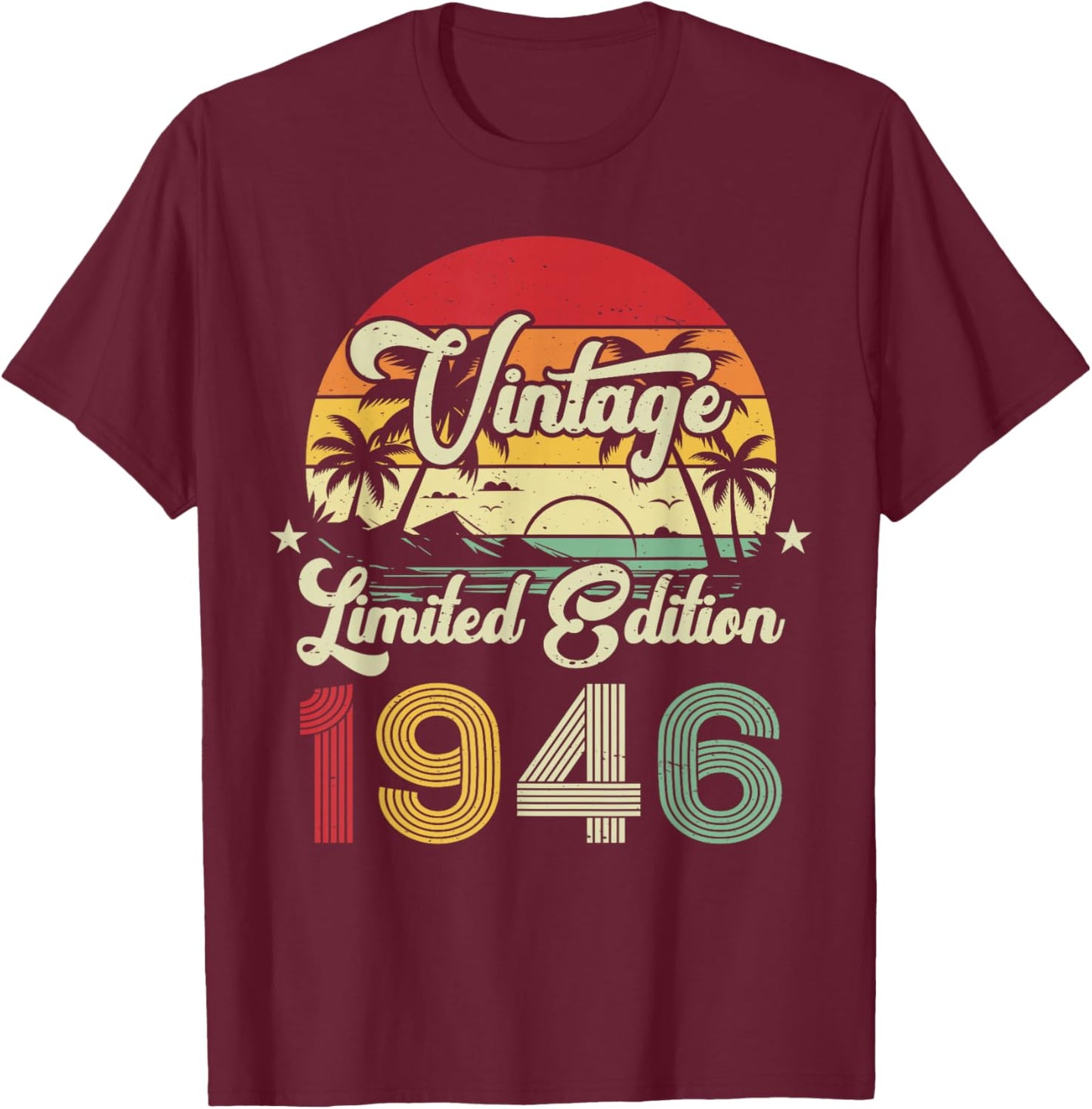 80th Birthday Vintage 1946 80yr Old T-Shirt - T-Shirt | Maroon